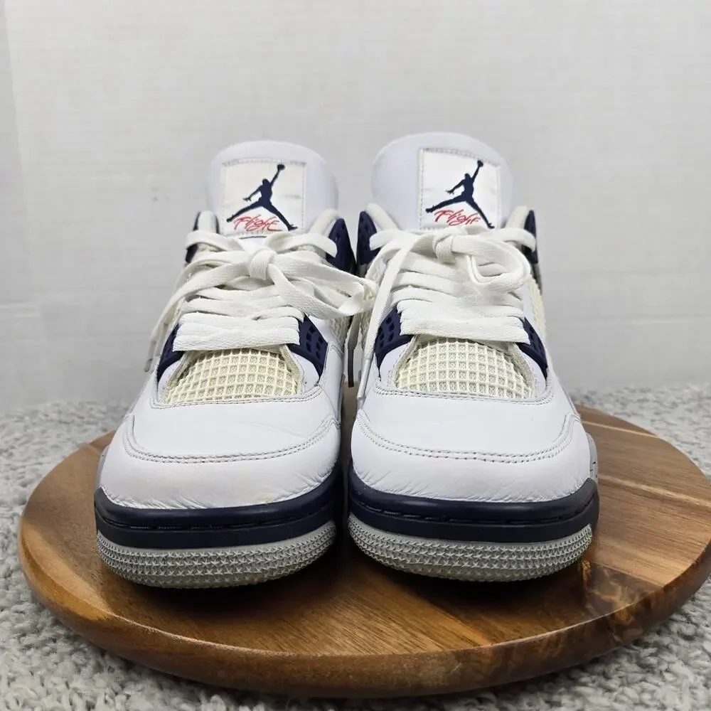 Jordan 4 Retro Mens 10 Midnight Navy White Casual Daily Sneaker DH6927-140